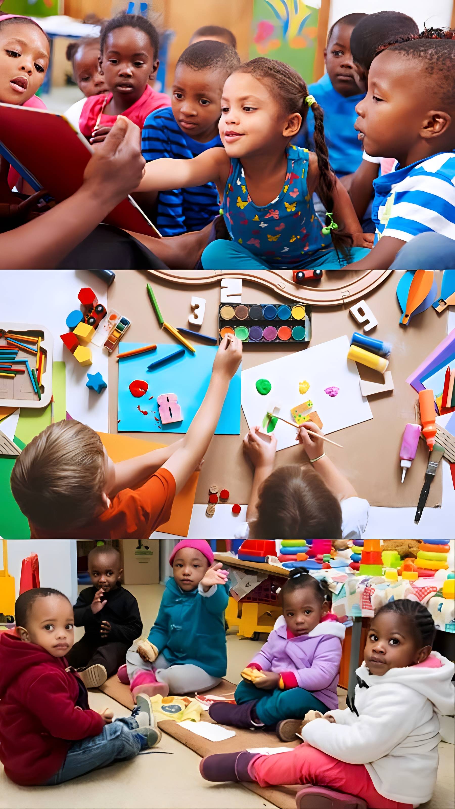Children learning and creating together in a childcare setting